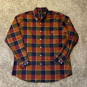 Orvis Trim Fit Plaid Long Sleeve Button Up Shirt Size XL